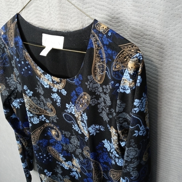Casual Corner Annex women's top polyester blue flo - Picture 3 of 7